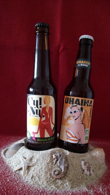 DUO COLLECTOR BIÈRES ARTISANALES BIO BLONDE CUL NU AU LEVANT 5,2° & UHAINA BLONDE 5° 2x33cl