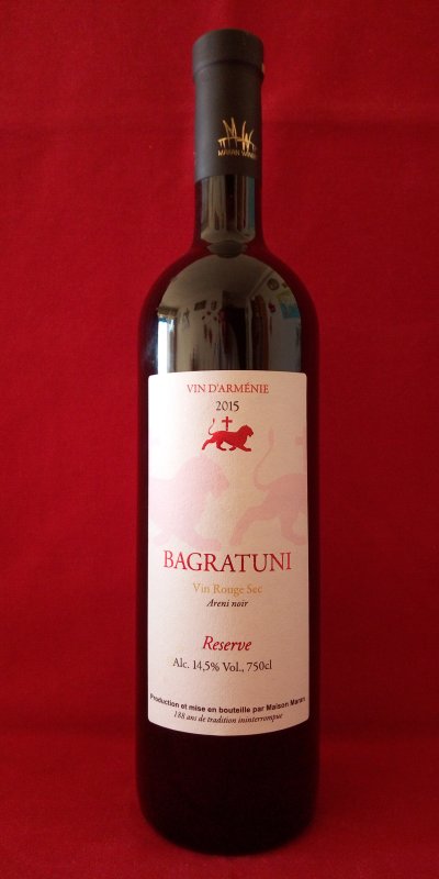 BAGRATUNI ARMÉNIE RÉSERVE ROUGE 2015 ARENI NOIR 14,5° 75cl